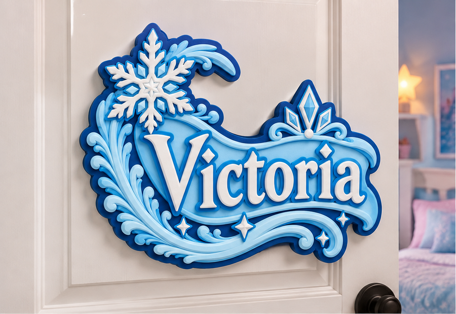 Snowflake Crescent Door Sign